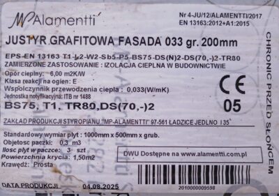 STYROPIAN JUSTYR GRAFITOWY FASADA 033 TR80 DS70